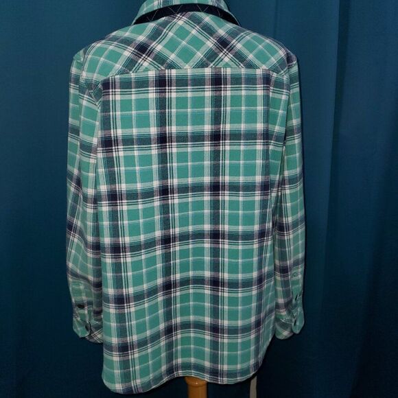 Orvis Teal & Blue Fleece lined Flannel Shacket XL - Picture 7 of 8